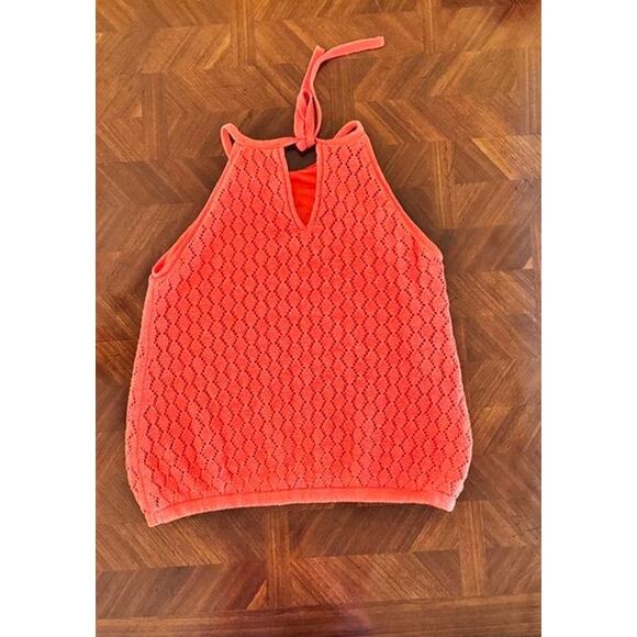 Boston Proper Coral Crochet Halter Top Size M Lined - Picture 12 of 16